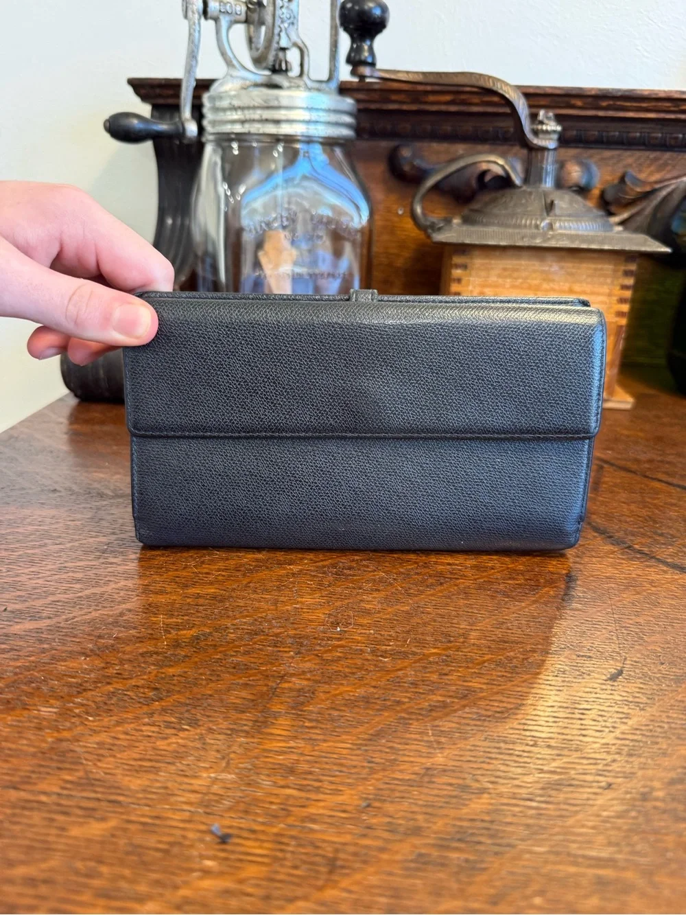 CHANEL Black Caviar Leather Continental Wallet with CC Snap with COA